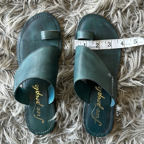 Free People Sant Antoni Leather Slide Sandals Teal Size 37/US 7 - Picture 5 of 5